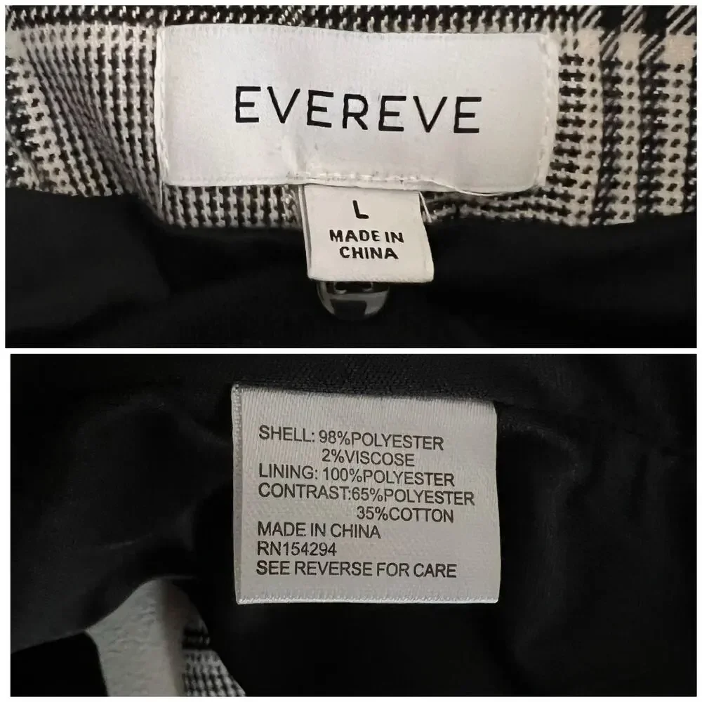Evereve | Park Avenue Hoodie Dickie Black White Grey Plaid Blazer Jacket Large L - Picture 8 of 9